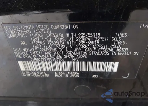 2008 Toyota Rav4 Sport из США, поврежденный, VIN JTMBD32V785153206